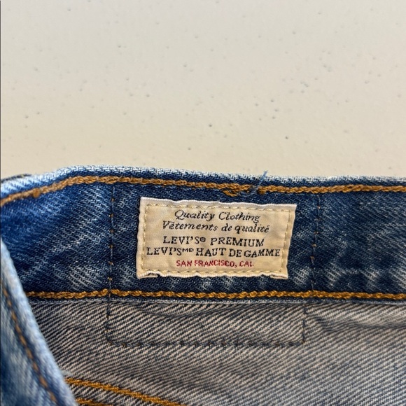 Levi's Premium 501 Button Fly Cropped Straight Leg Jeans medium blue size 27 - Picture 8 of 16